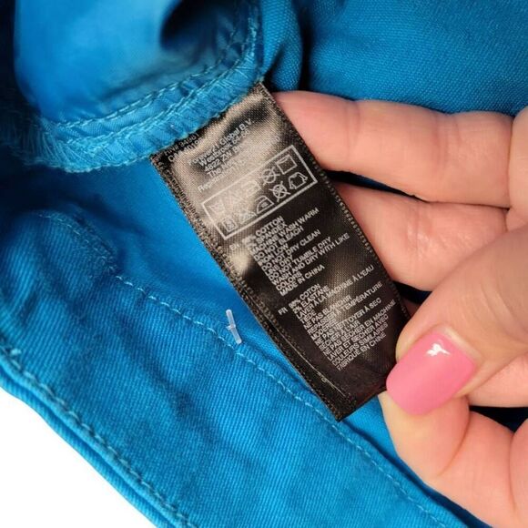 Jeans NEW! Forever 21 Turquoise Colored Denim High Rise Lightweight Straight NEW - Picture 10 of 11